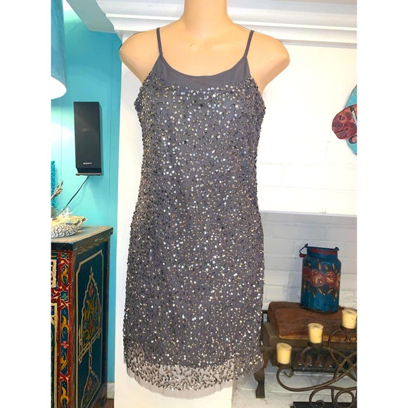 NWT Y2K WALTER BAKER W118 SEQUIN MESH SHIMMER SLIP DRESS  XS - Picture 1 of 6